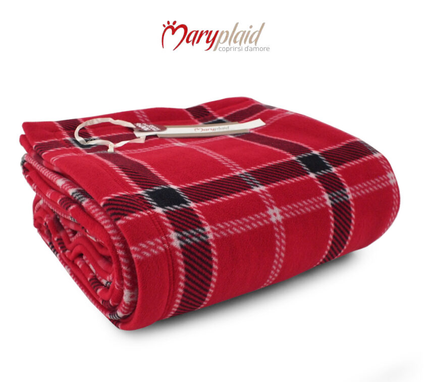 PLAID IN MORBIDO PILE MARYPLAID ARTICOLO VANCOUVER 6M64975 COL. 943 ROSSO - NERO - GRIGIO - MISURA CM 160X180